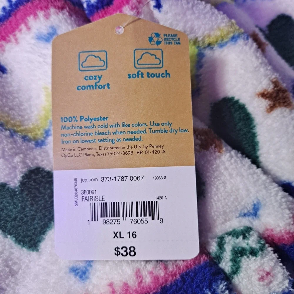 Thereabouts Girls Sherpa Jacket Soft Colorful Happy Girls XL 16